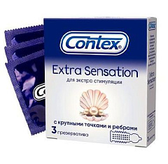 Презервативы Extra Sensation с крупными точками и ребрами, 3 шт