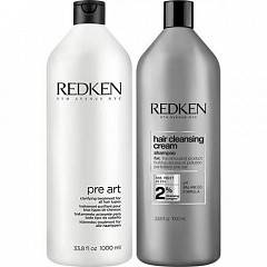 Набор Redken (уход очищающий Pre Art Treatment 1000 мл + Шампунь-уход Hair Cleansing Cream для глубокой очистки волос и кожи головы 1000 мл) (ПРОМО -20%)