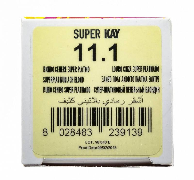 картинка 11.1 Крем-краска аммиачная Super Kay Супер платиновый блондин пепельный 180 мл