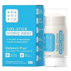 Успокаивающий SOS-стик Atopic Away для сухой и чувствительной кожи лица и тела, 10 гр