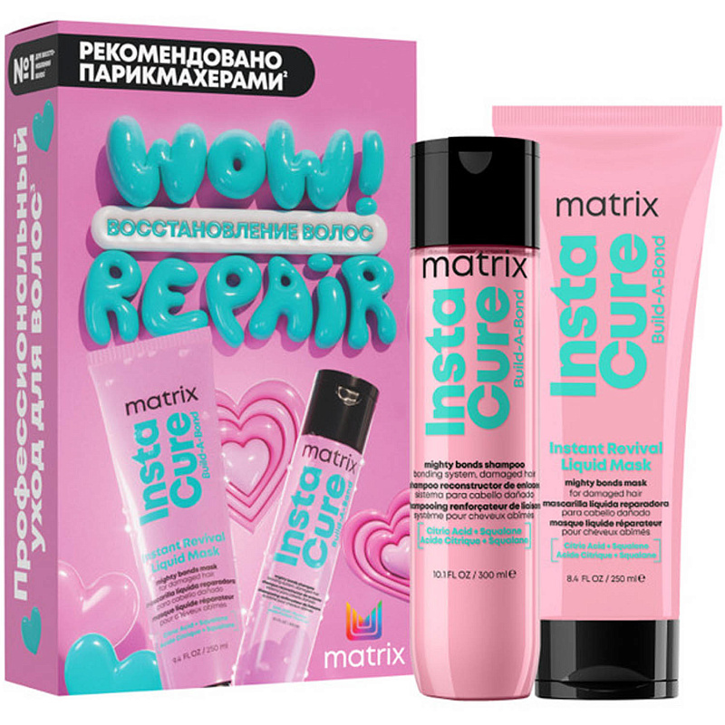 Набор Instacure Build-A-Bond для восстановления очень поврежденных волос: шампунь 300 мл + маска 250 мл