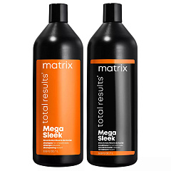 Набор Total Results Mega Sleek для гладкости непослушных волос: Шампунь, 1000 мл + Кондиционер, 1000 мл