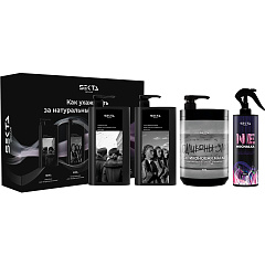 Набор для натуральных волос Большой: шампунь 1000 мл + кондиционер 1000 мл + силиконовая маска 1050 мл + спрей 400 мл