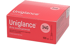 Игла инъекционная UNIGLANCE однократного применения стерильная 34G (0,18 мм [TW] х 4,0 мм) (10 шт/уп.)