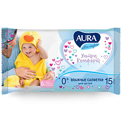 Влажные салфетки для детей Ultra Comfort 0+, 15 шт