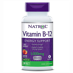 Витамин B-12 быстрорастворимый со вкусом клубники 5000 мкг, 100 таблеток