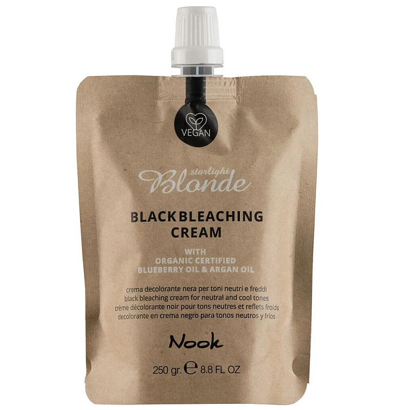 Чёрный осветляющий крем для волос Black Bleaching Cream с маслами черники и арганы, 250 гр