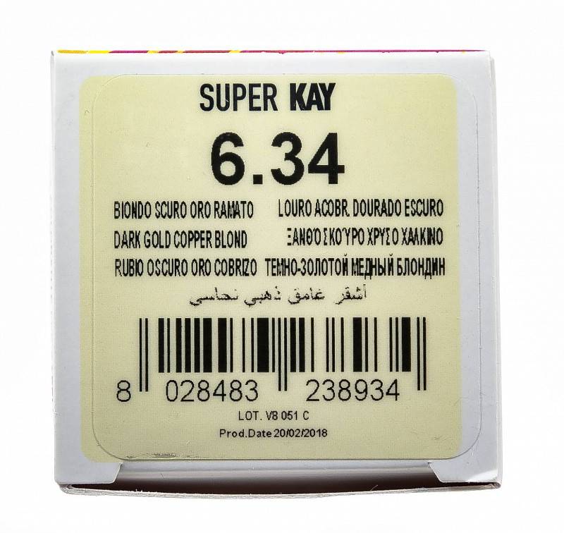 картинка 6.34 Крем-краска аммиачная Super Kay Темный блондин золотисто-медный 180 мл