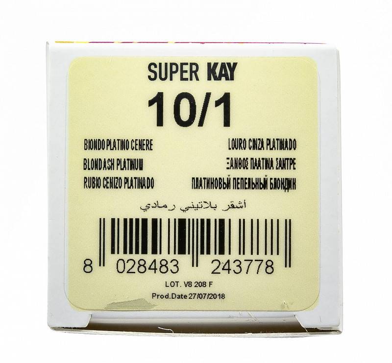 картинка 10/1 Крем-краска аммиачная Super Kay Платиновый блондин пепельный 180 мл