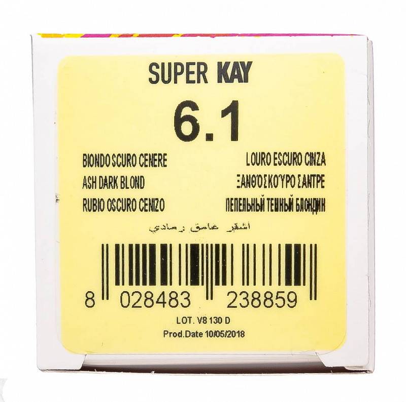 картинка 6.1 Крем-краска аммиачная Super Kay Темный блондин пепельный 180 мл